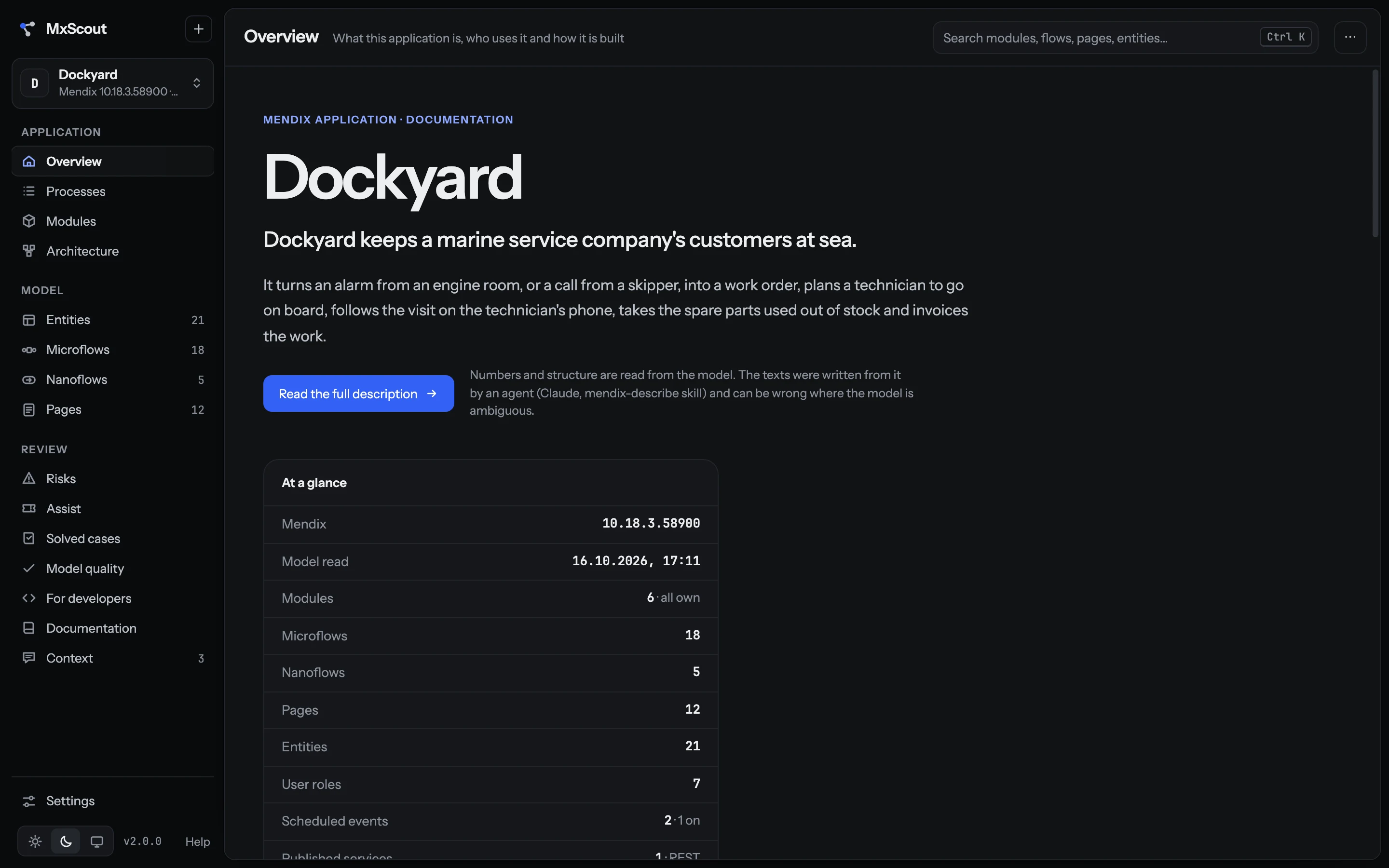 Przegląd aplikacji Dockyard w MxScout